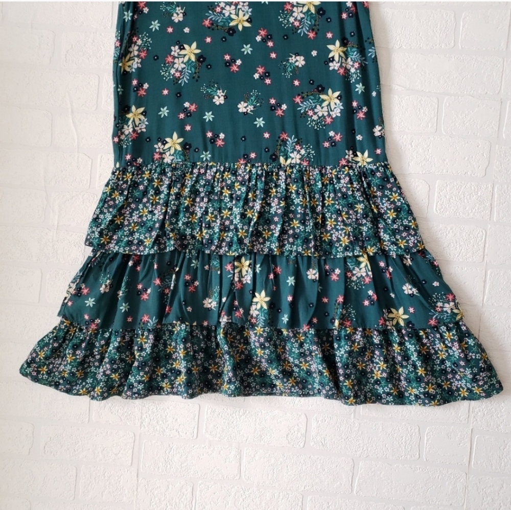 Gap Green Floral Ruffle Tiered Dress - Picture 4 of 8